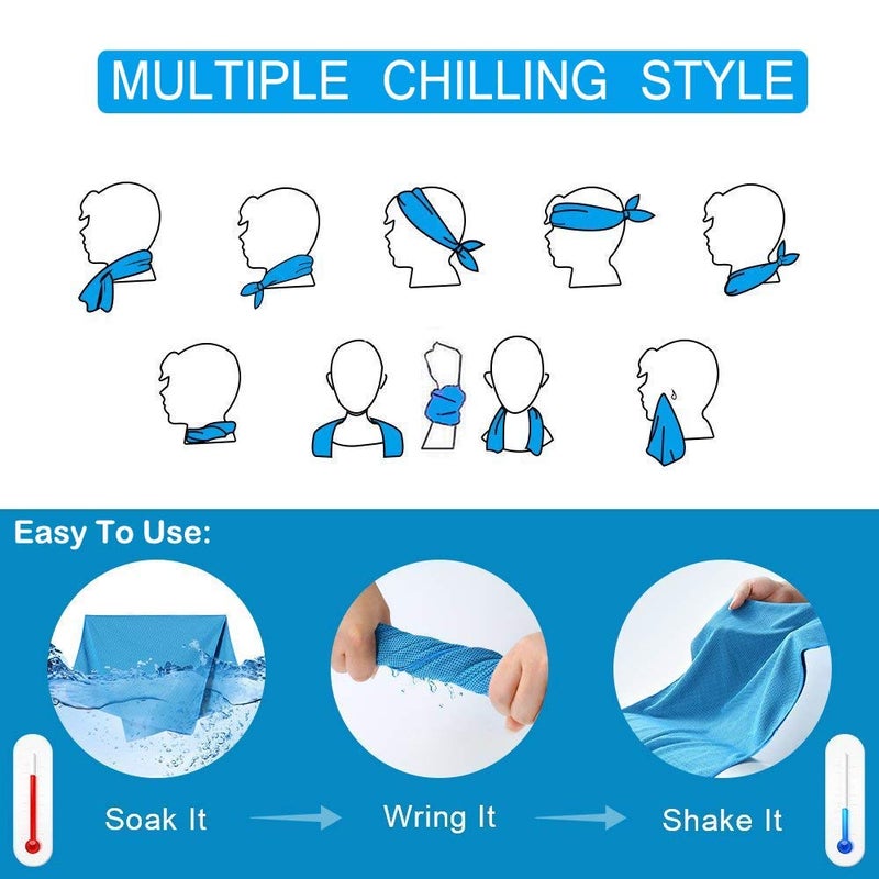 YQXCC 4 Pack Cooling Towels | 40""x12"" | Ice Cool for Neck | Microfiber Soft Breathable Chilly | for Yoga  Golf  Gym  Camping  Running  Workout & More Activities - Image 2
